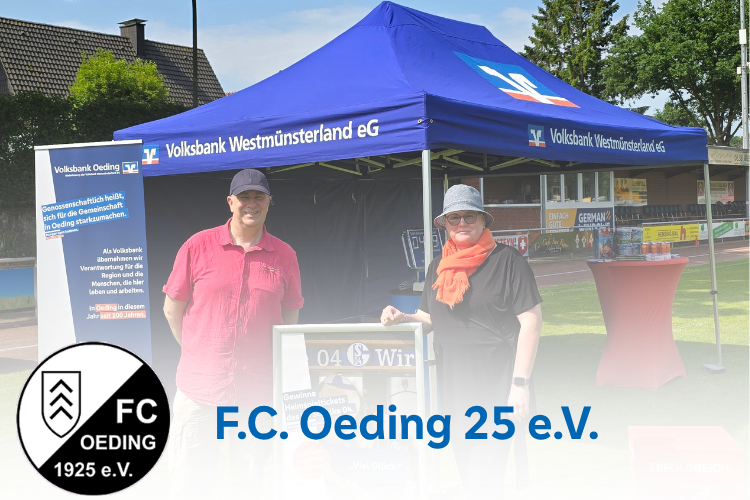 Grafik mit dem einem Foto und dem Logo des F.C. Oeding 25 e.V.