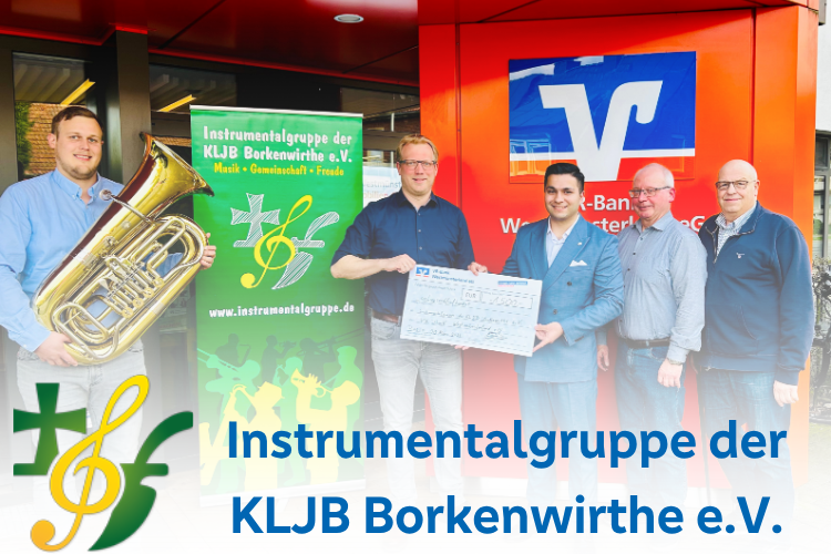 Grafik mit dem einem Foto und dem Logo der Instrumentalgruppe der KLJB Borkenwirthe e.V.
